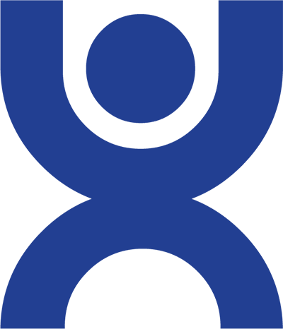 Blue abstract human figure on black background.