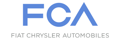 FCA Fiat Chrysler Automobiles logo on black.