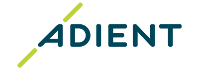 Adient logo with green and blue text.