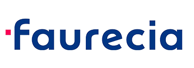 Faurecia logo with black background.